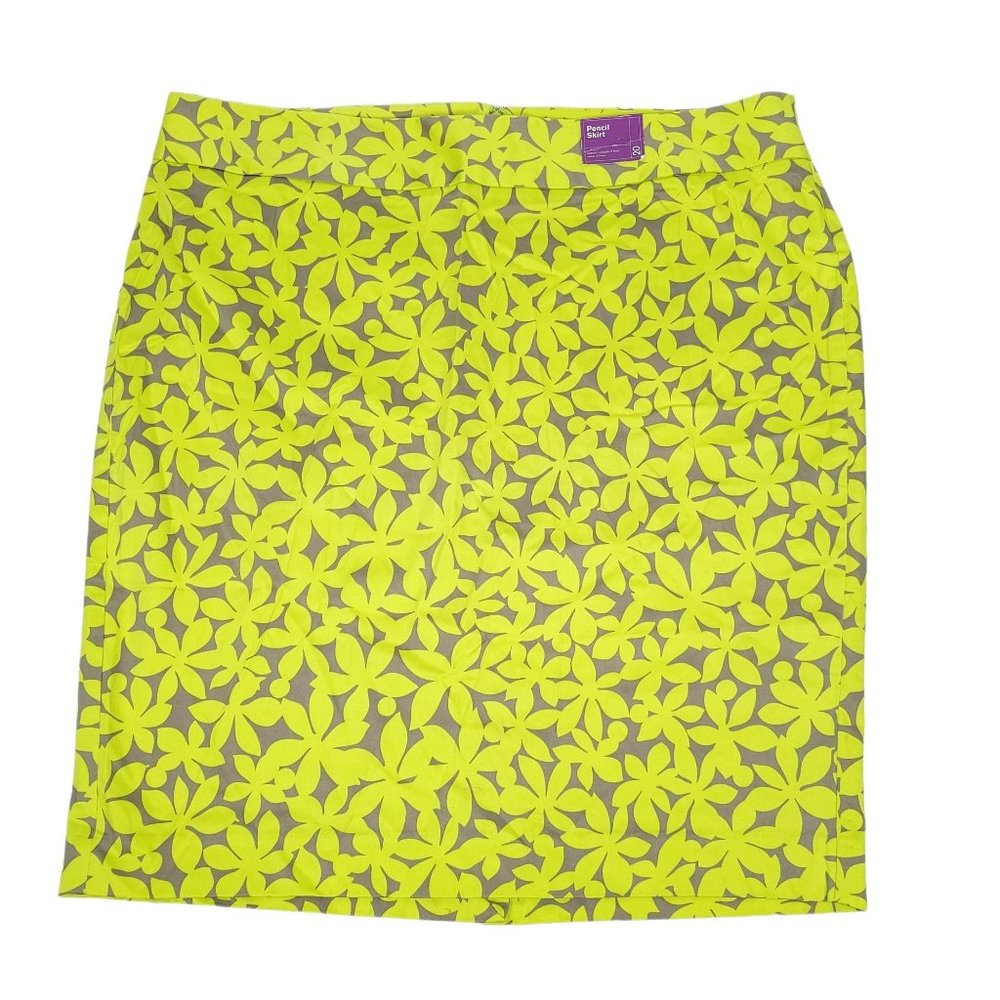 Lane Bryant Pencil Skirt NEW Classic Straight Green Taupe Women Size 20 Floral - Picture 9 of 9